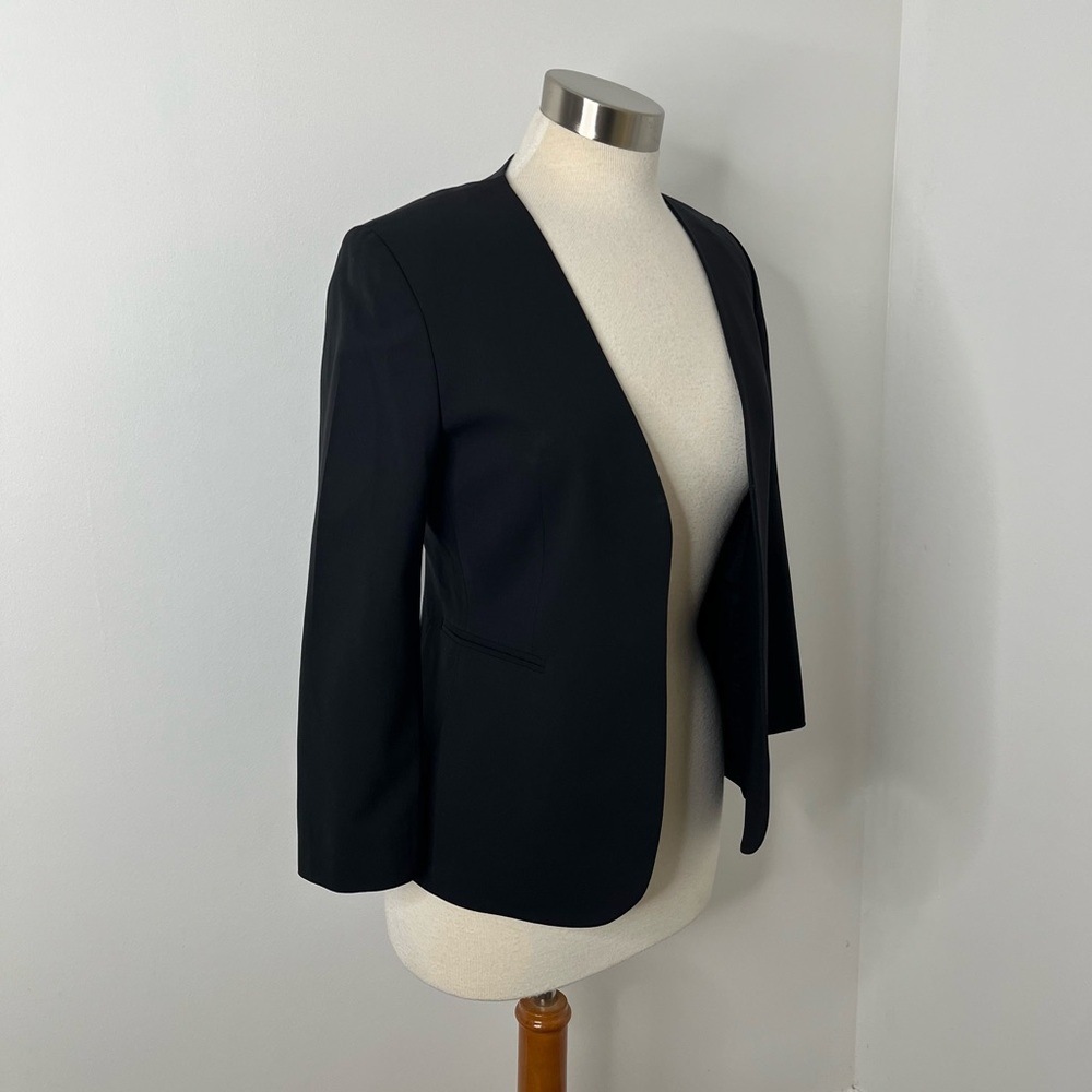 THEORY Lapeless open 3/4 length sleeve light wool, open front blazer size 4 - Picture 2 of 5